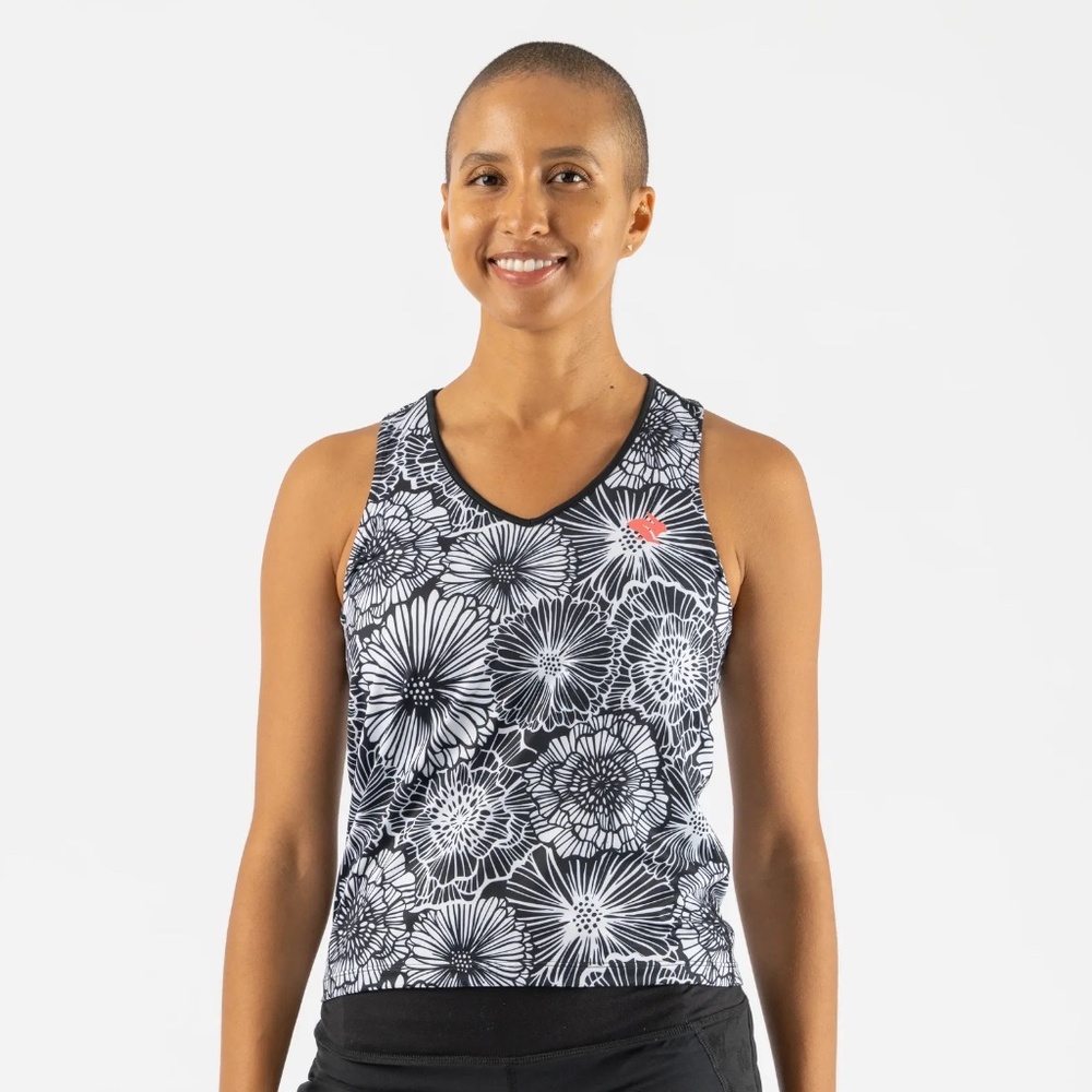 Rabbit EZ Vee Tank - Black Floral - Size S